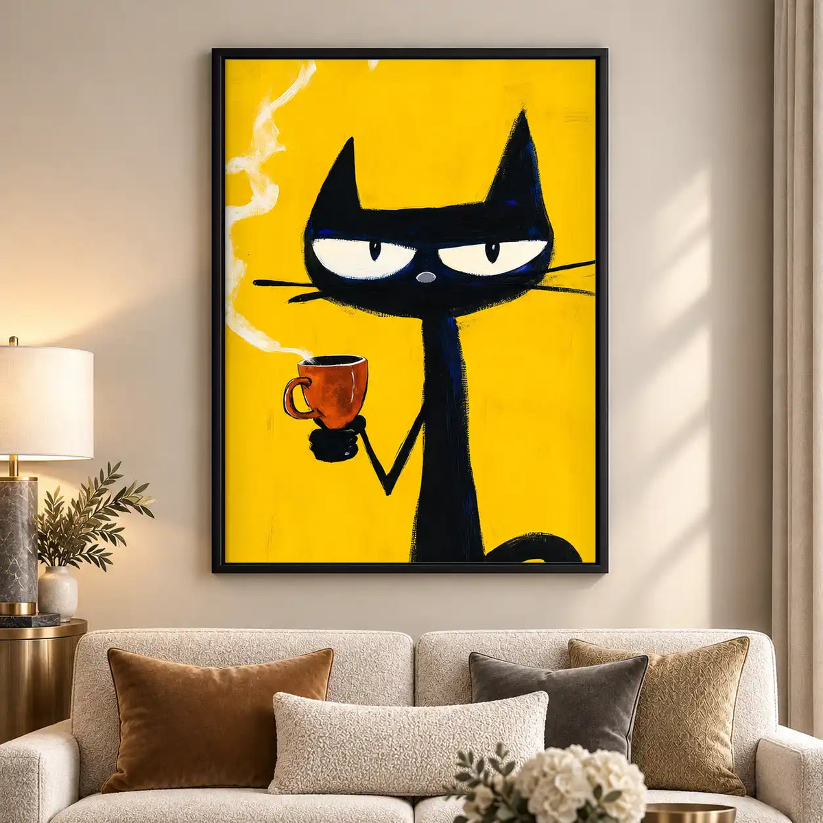 Sassy Coffee Black Cat Wall Art 5