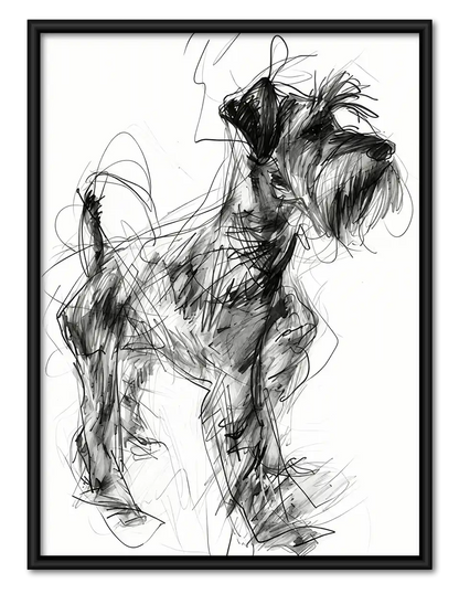 Schnauzer Scribble Sketch Wall Art 1
