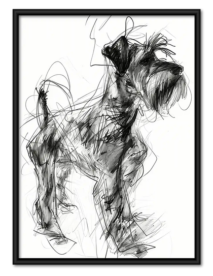 Schnauzer Scribble Sketch Wall Art
