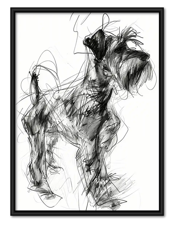 Schnauzer Scribble Sketch Wall Art