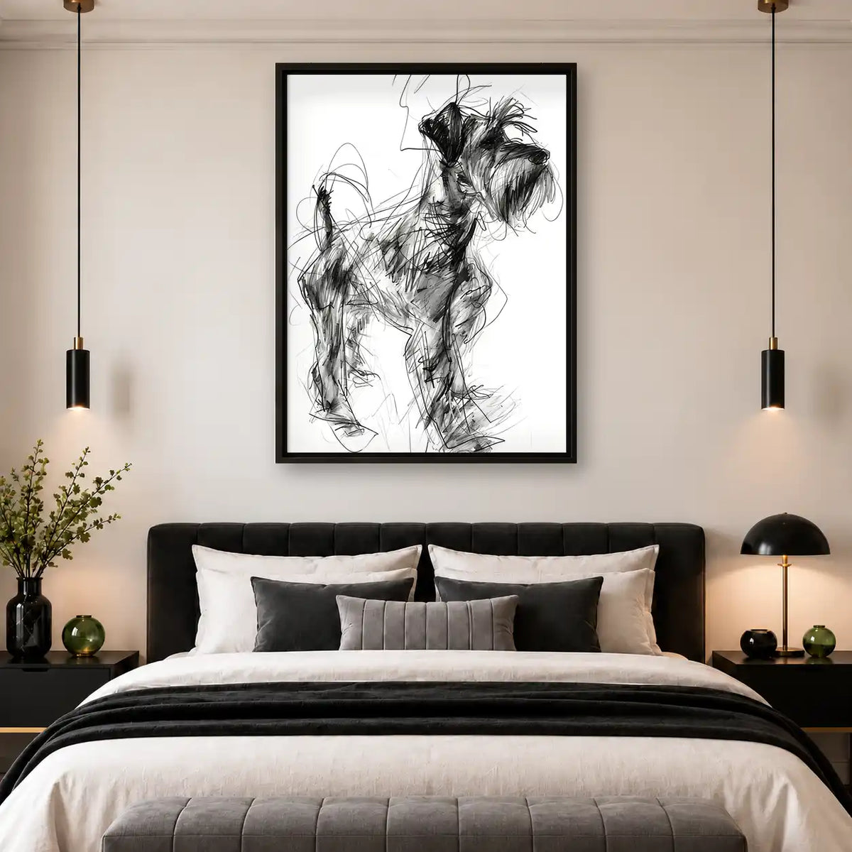 Schnauzer Scribble Sketch Wall Art 4