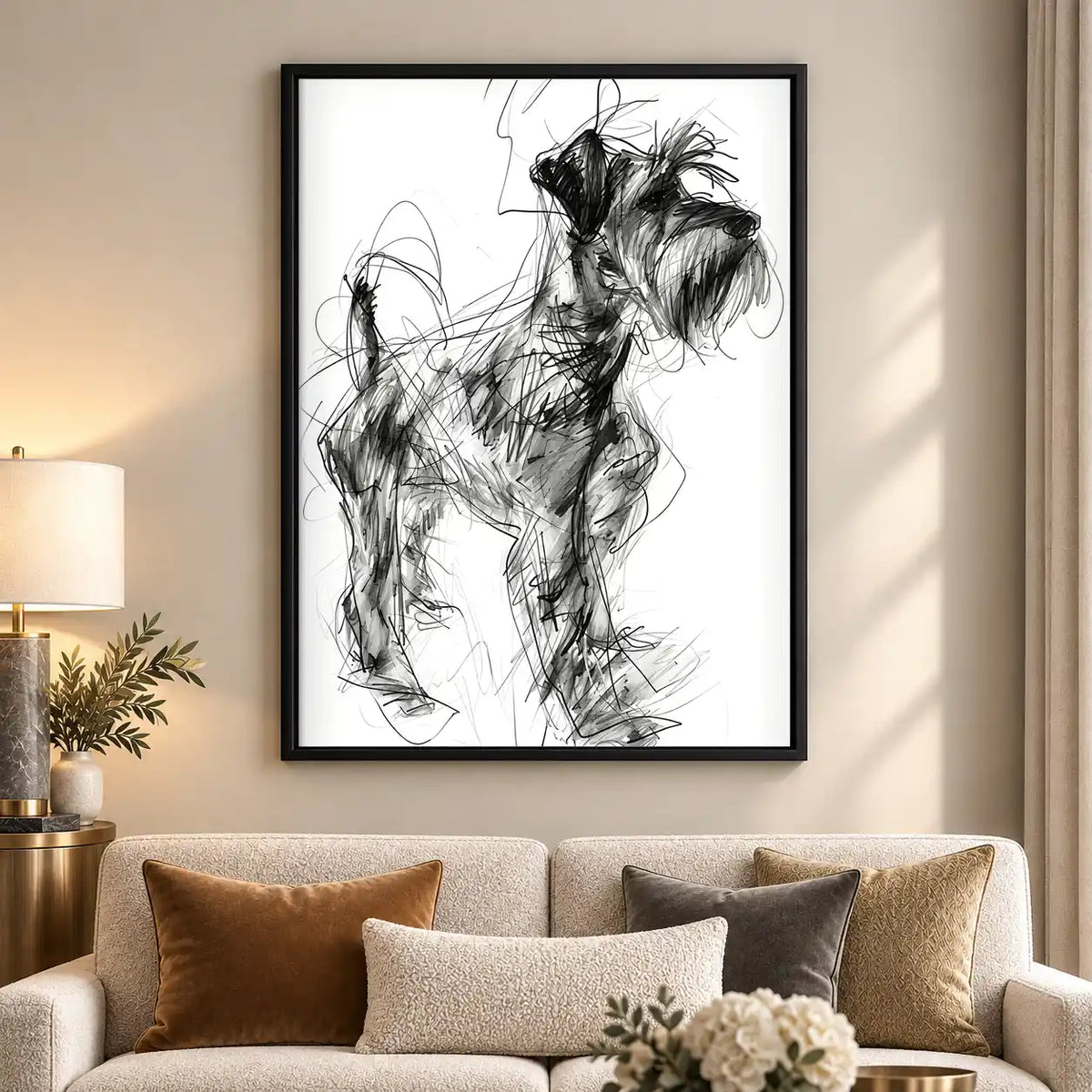 Schnauzer Scribble Sketch Wall Art 5