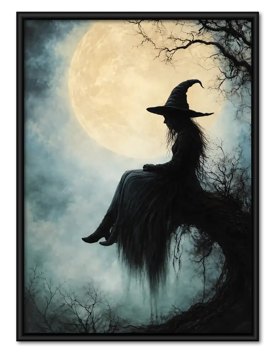Seated Witch Beneath Full Moon Wall Art 1