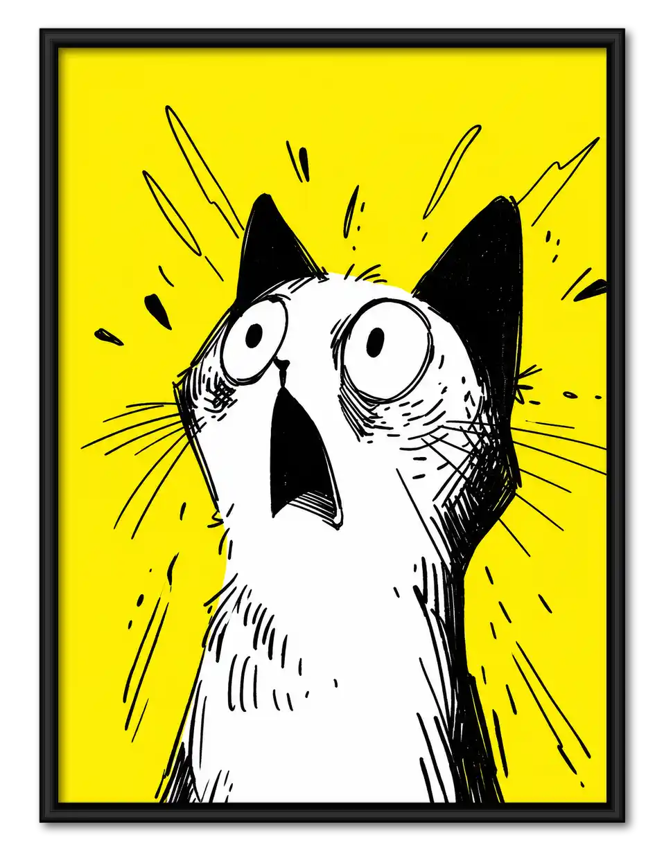 Shocked Cat Yellow Pop Art Wall Art 1