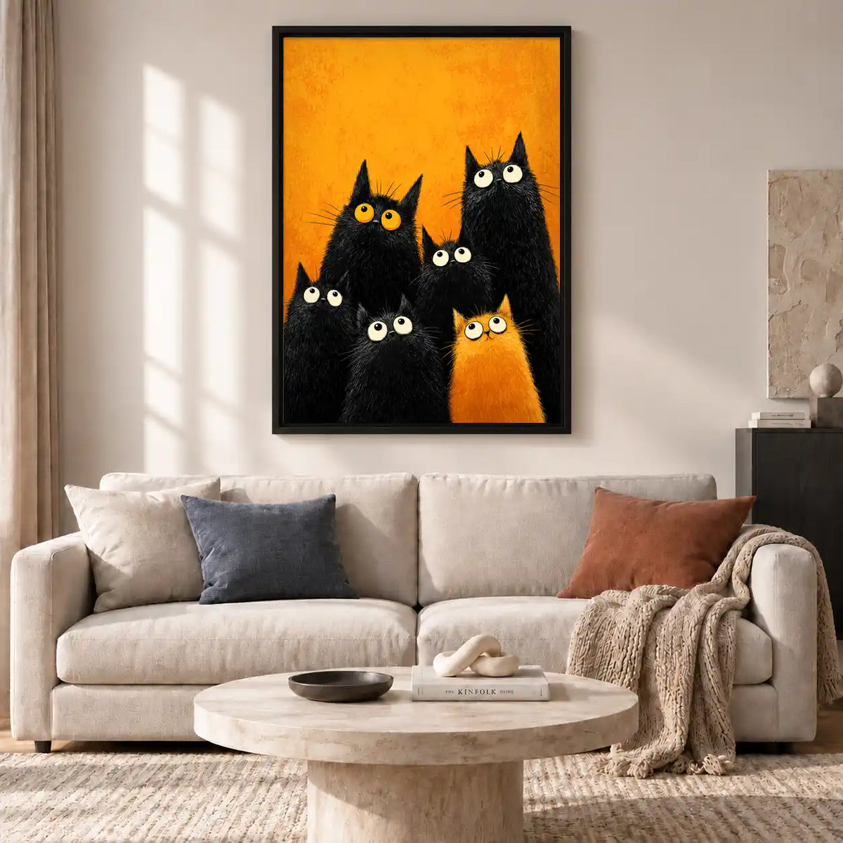 Six Big Eyed Black Cats Wall Art 2