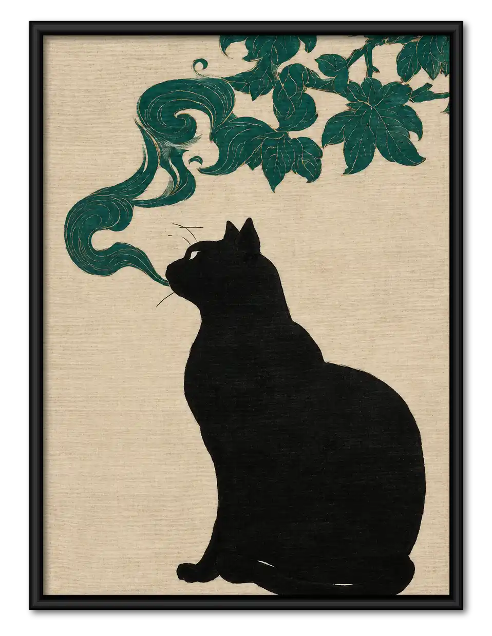 Smoking Black Cat Silhouette Wall Art 1