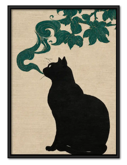 Smoking Black Cat Silhouette Wall Art
