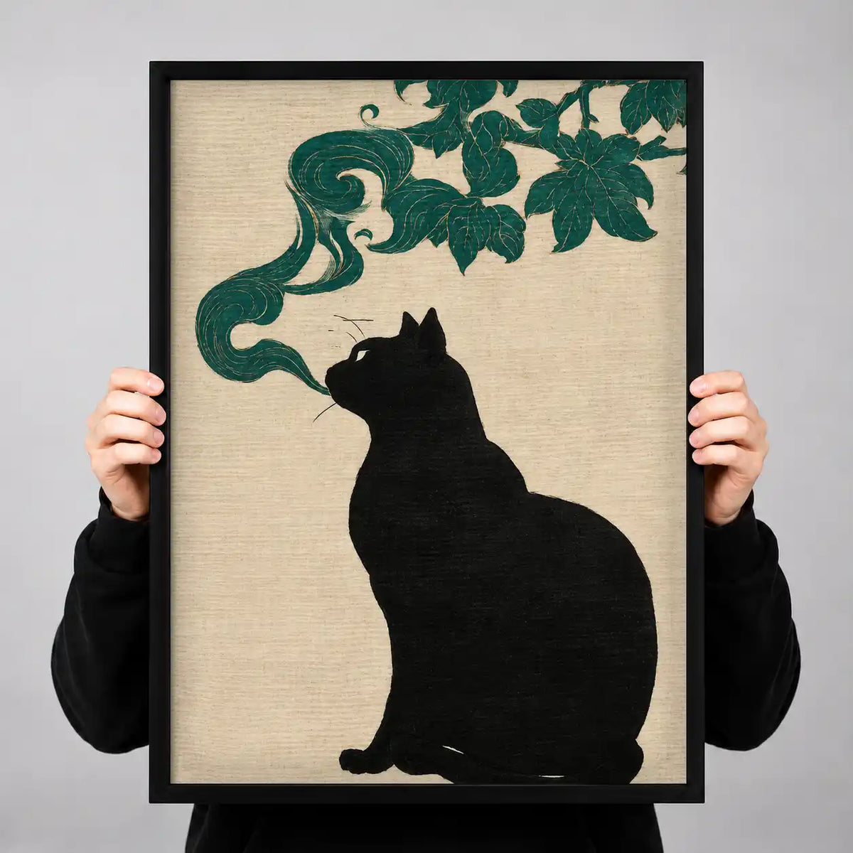 Smoking Black Cat Silhouette Wall Art 3