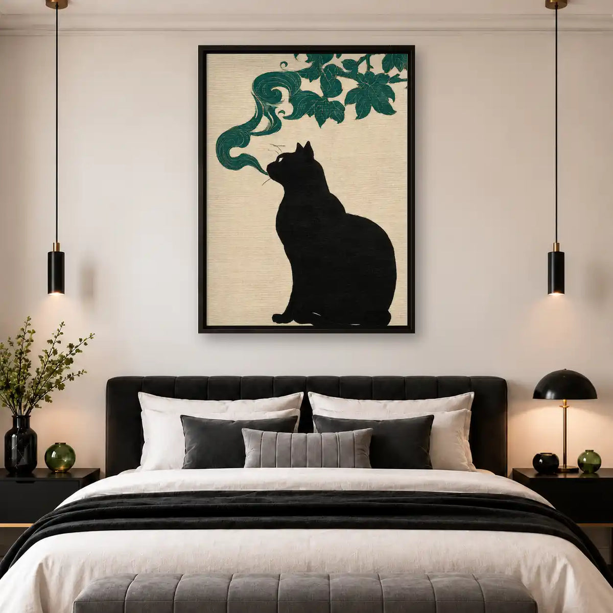 Smoking Black Cat Silhouette Wall Art 4