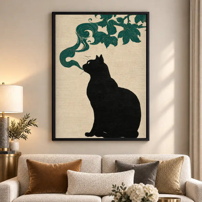 Smoking Black Cat Silhouette Wall Art 5