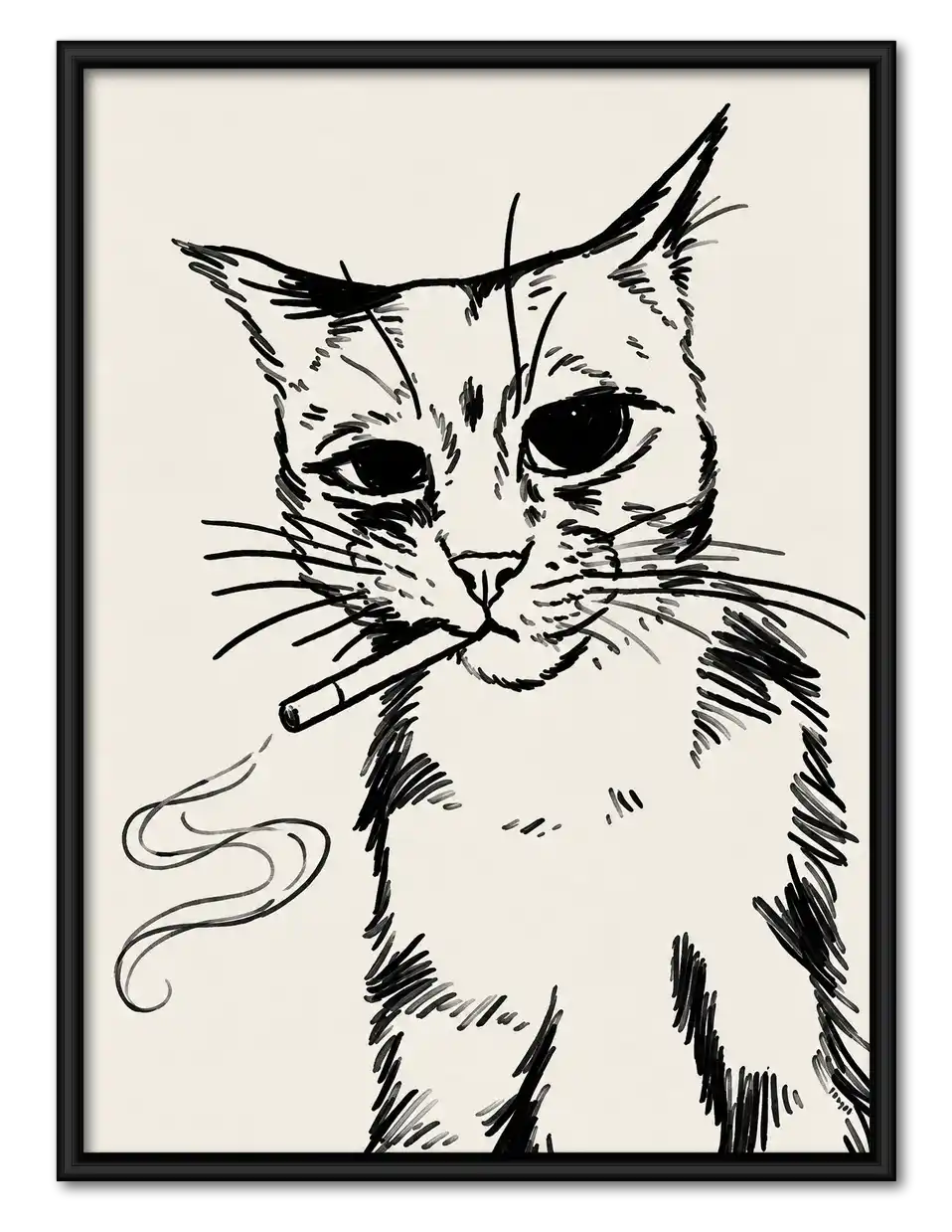 Smoking Cat With Yarn Wall Art 1