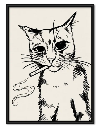 Smoking Cat With Yarn Wall Art