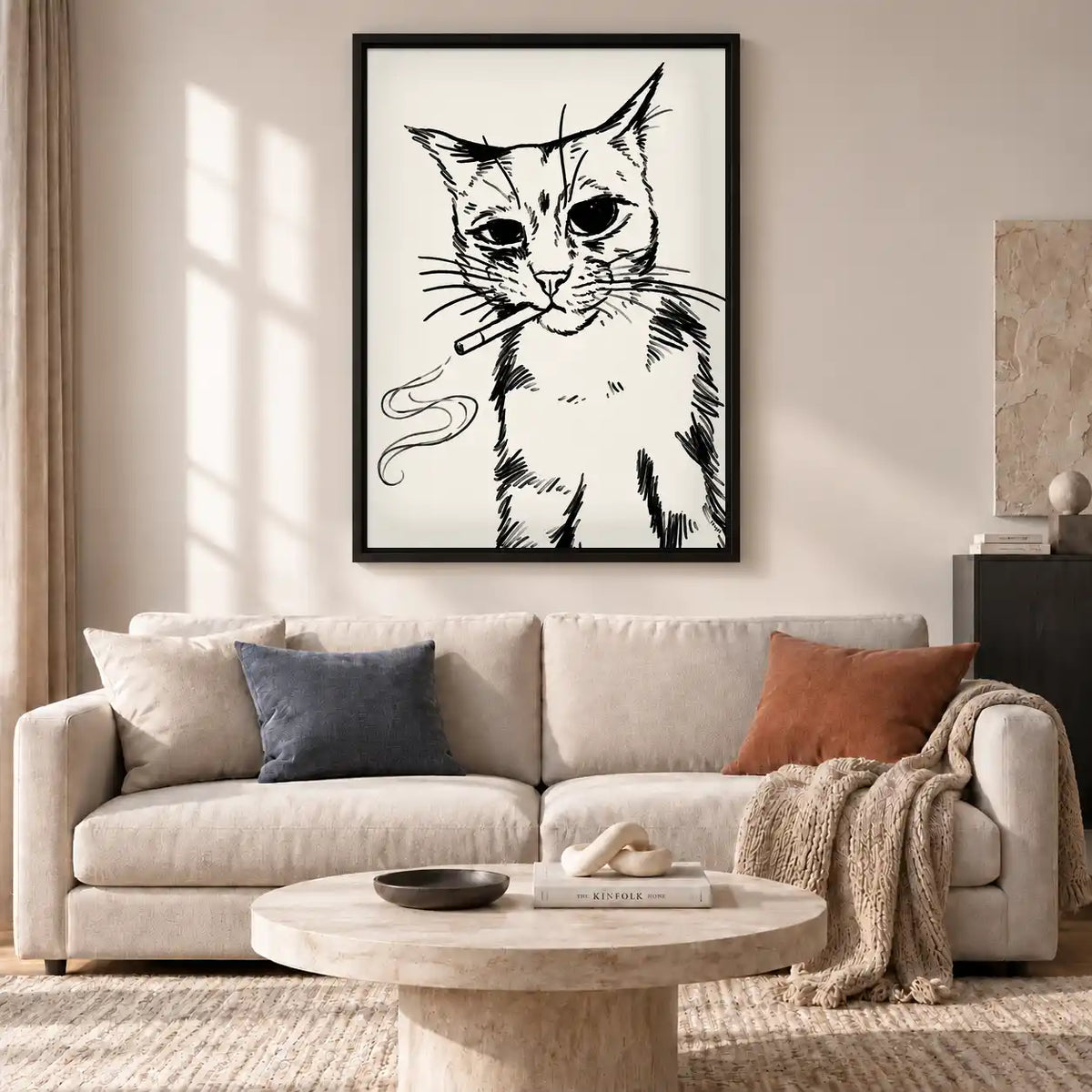 Smoking Cat With Yarn Wall Art 2