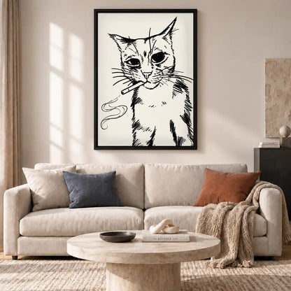 Smoking Cat With Yarn Wall Art 2