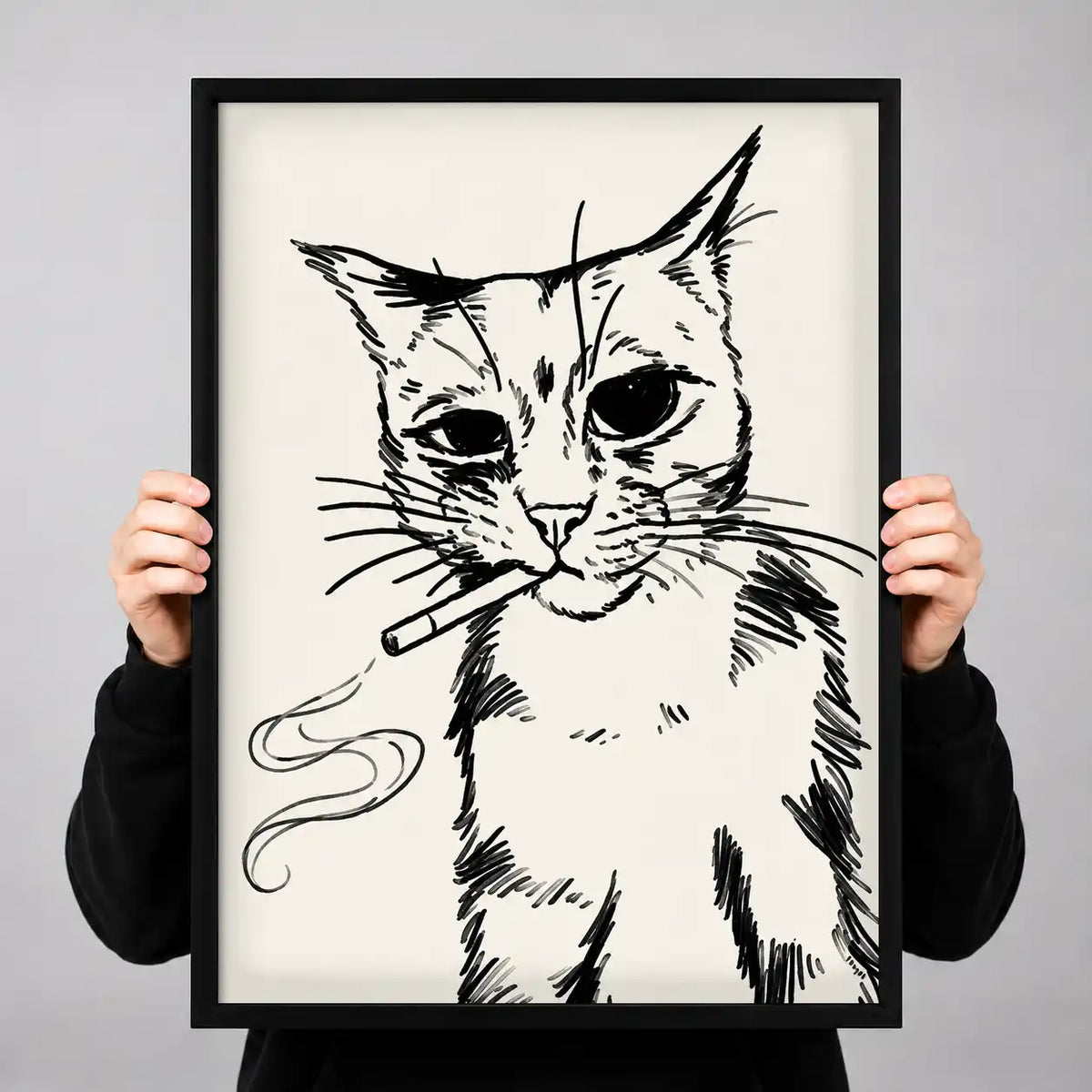 Smoking Cat With Yarn Wall Art 3