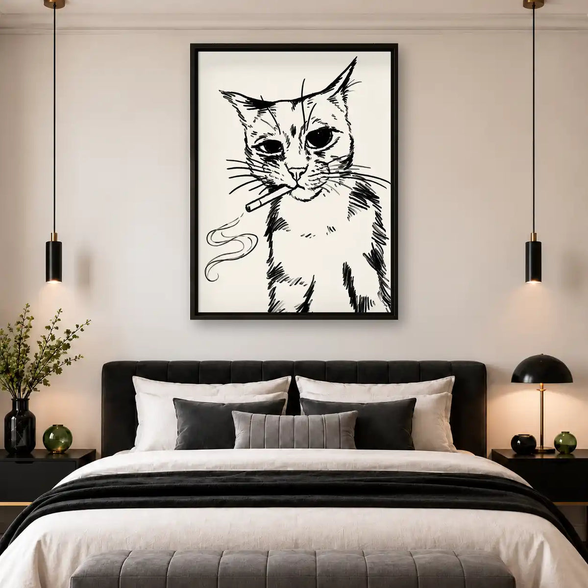 Smoking Cat With Yarn Wall Art 4