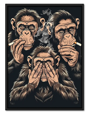 Smoking Three Wise Apes Wall Art