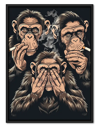 Smoking Three Wise Apes Wall Art