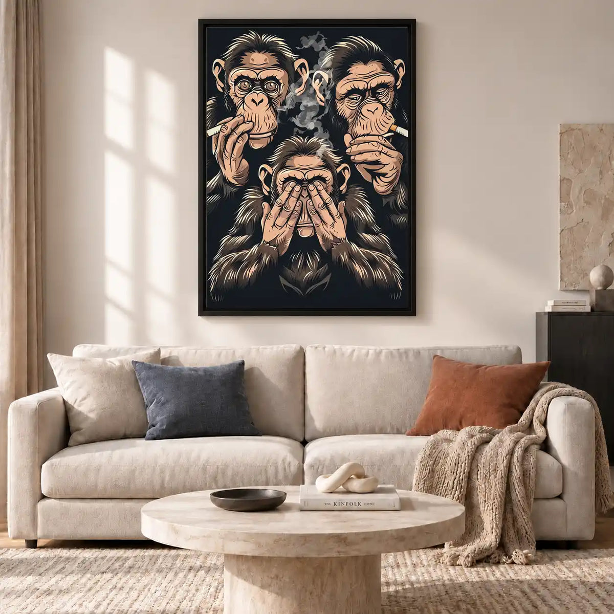 Smoking Three Wise Apes Wall Art 2