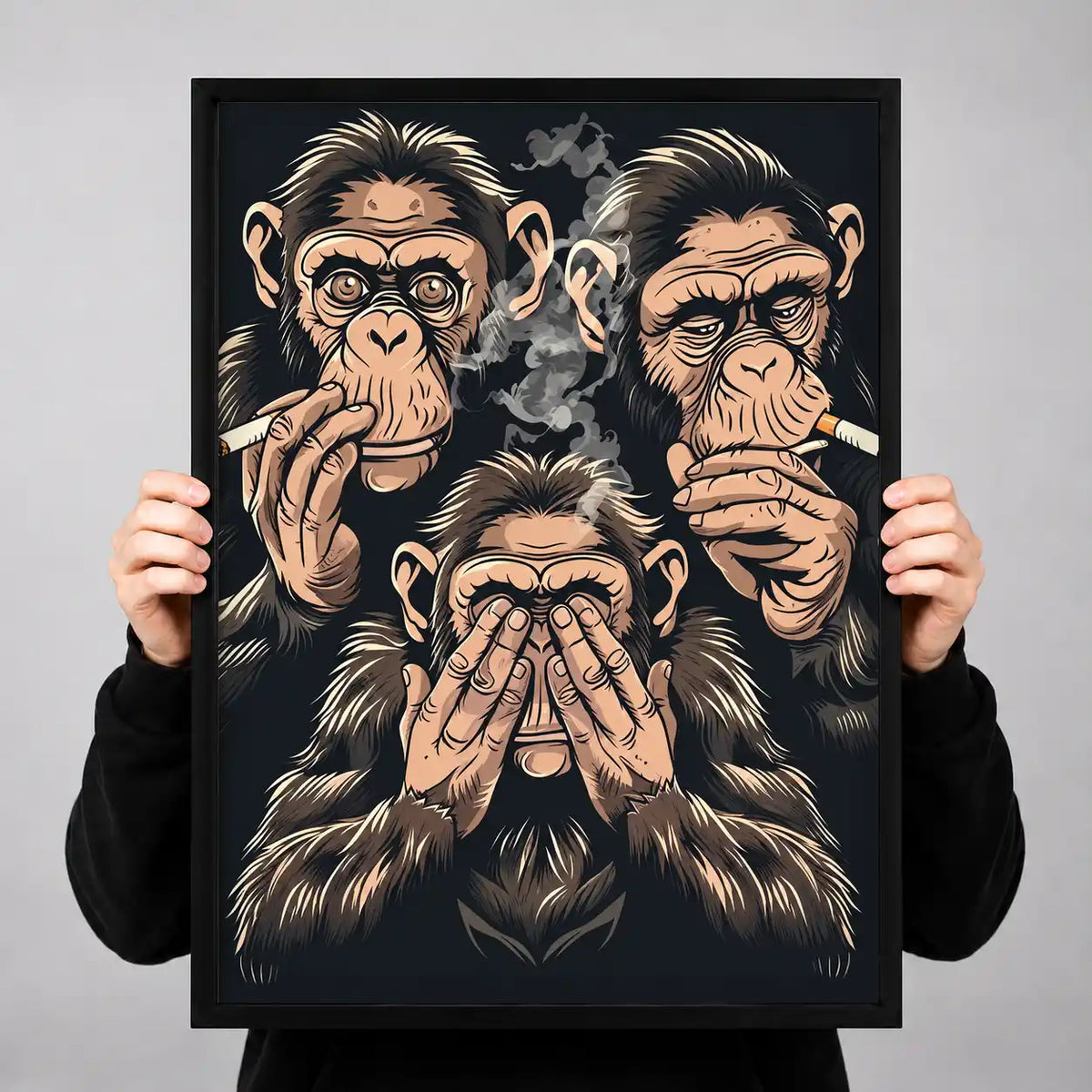 Smoking Three Wise Apes Wall Art 3