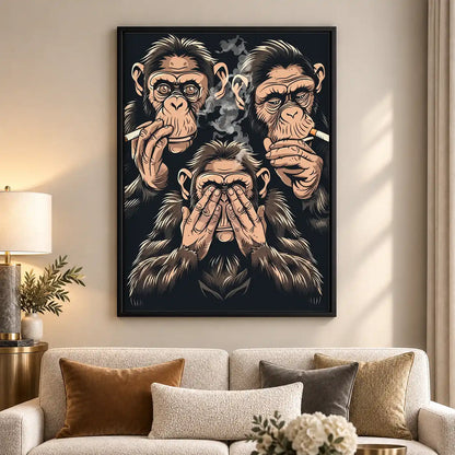 Smoking Three Wise Apes Wall Art 5