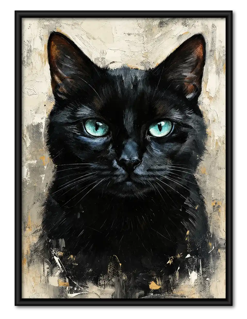 Sophisticated Black Cat Portrait Wall Art 1