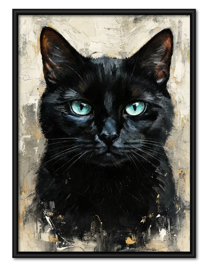 Sophisticated Black Cat Portrait Wall Art