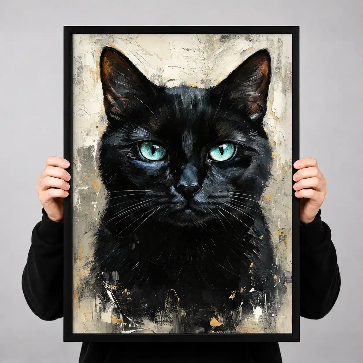 Sophisticated Black Cat Portrait Wall Art 3
