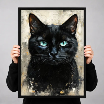 Sophisticated Black Cat Portrait Wall Art 3
