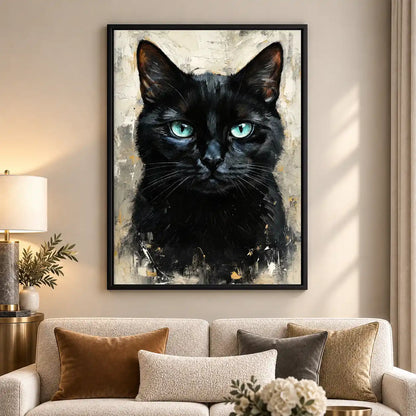 Sophisticated Black Cat Portrait Wall Art 5