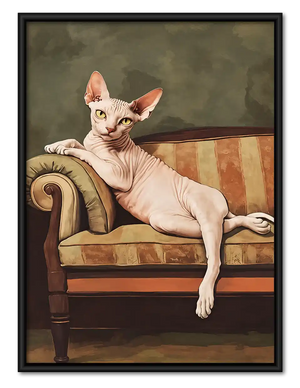 Sphynx Cat On Vintage Sofa Wall Art