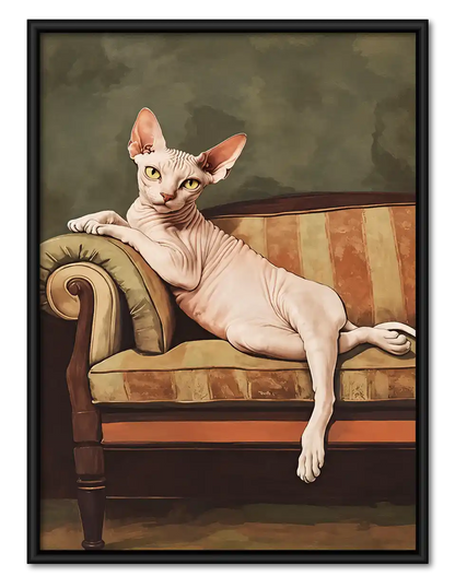 Sphynx Cat On Vintage Sofa Wall Art 1