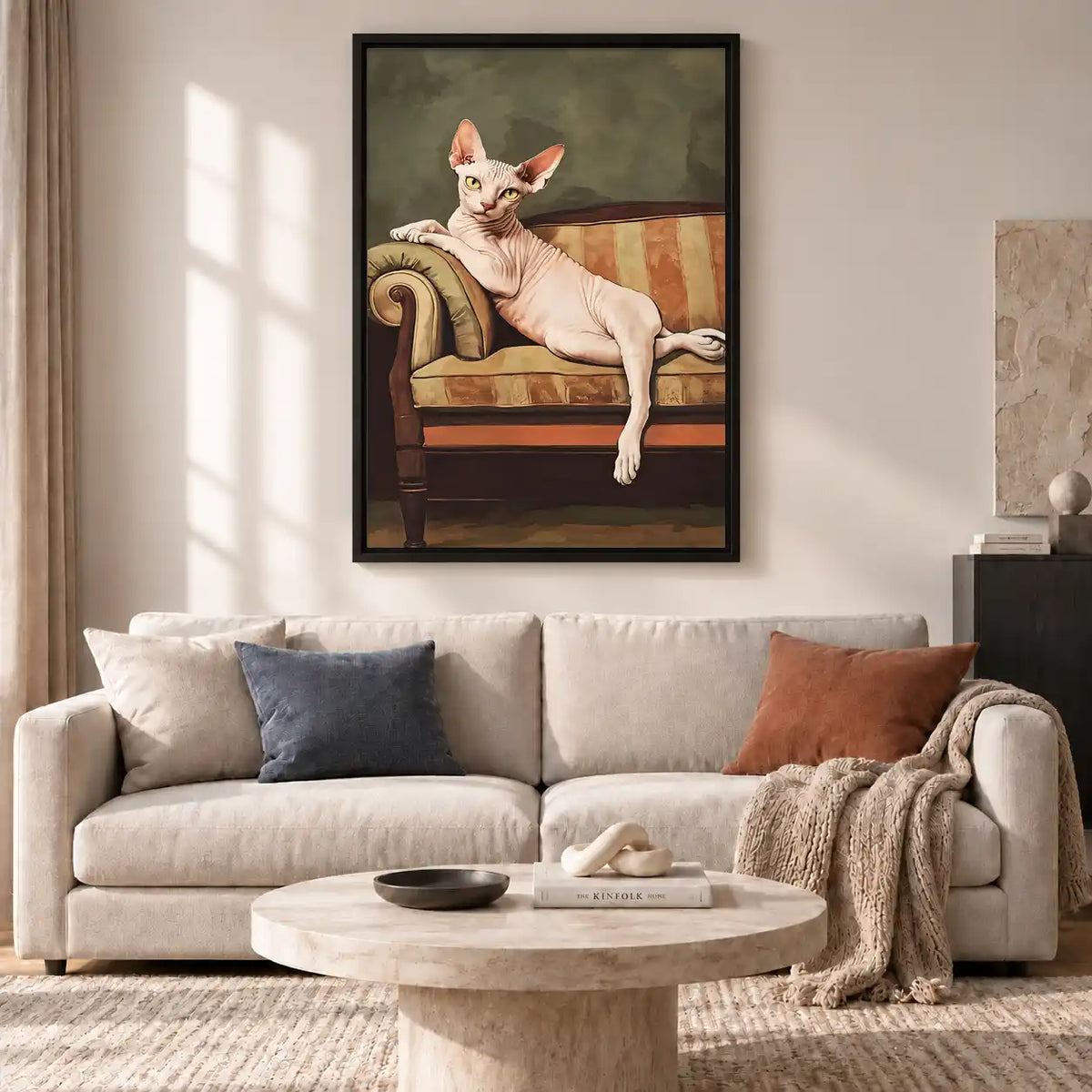 Sphynx Cat On Vintage Sofa Wall Art 2