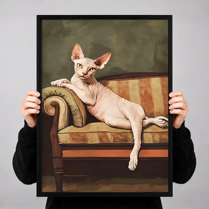 Sphynx Cat On Vintage Sofa Wall Art 3