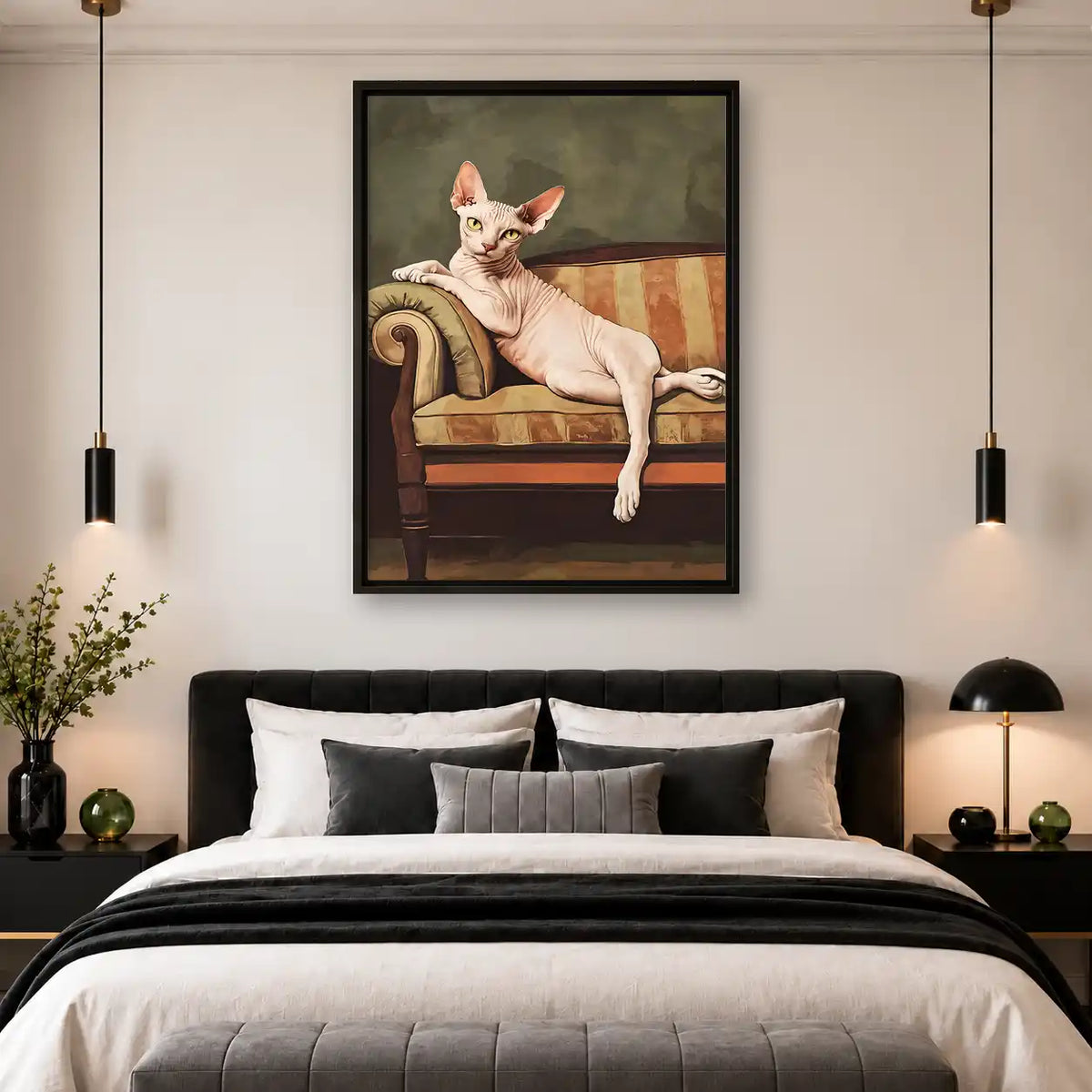 Sphynx Cat On Vintage Sofa Wall Art 4