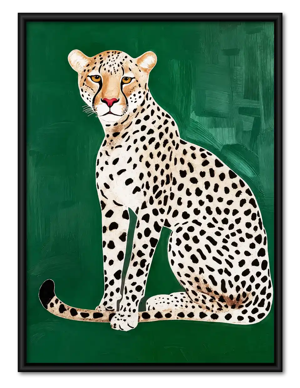 Spotted Leopard On Green Wall Art 1