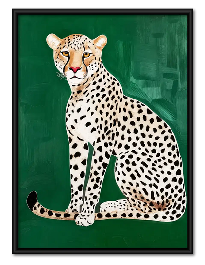 Spotted Leopard On Green Wall Art 1