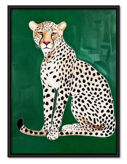 Spotted Leopard On Green Wall Art