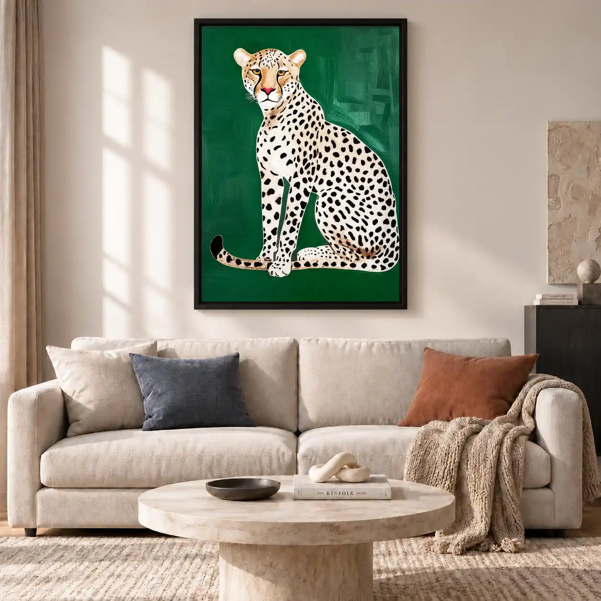 Spotted Leopard On Green Wall Art 2