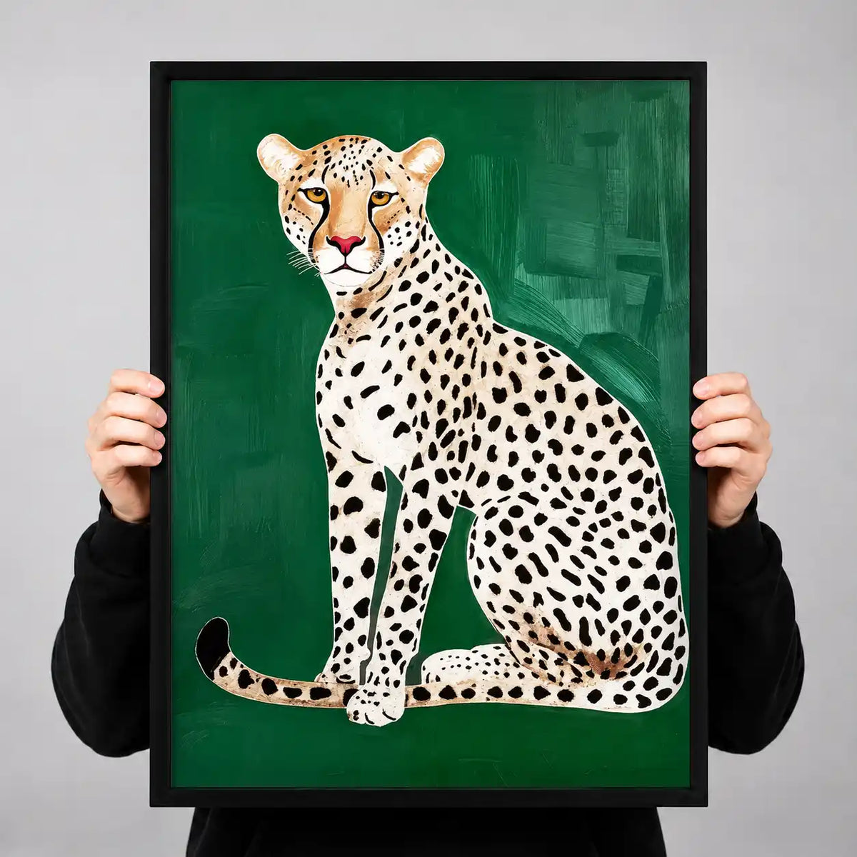 Spotted Leopard On Green Wall Art 3