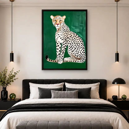Spotted Leopard On Green Wall Art 4