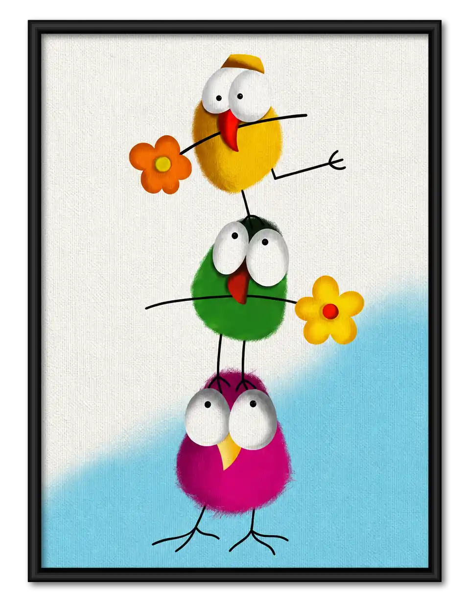 Stacked Colorful Birds Wall Art 1
