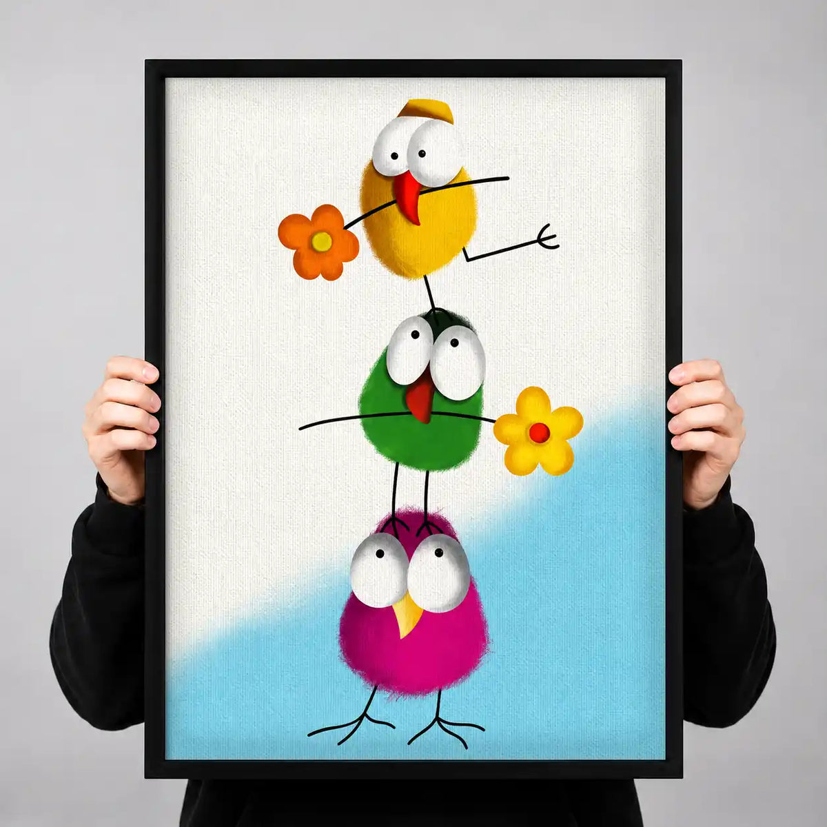 Stacked Colorful Birds Wall Art 3