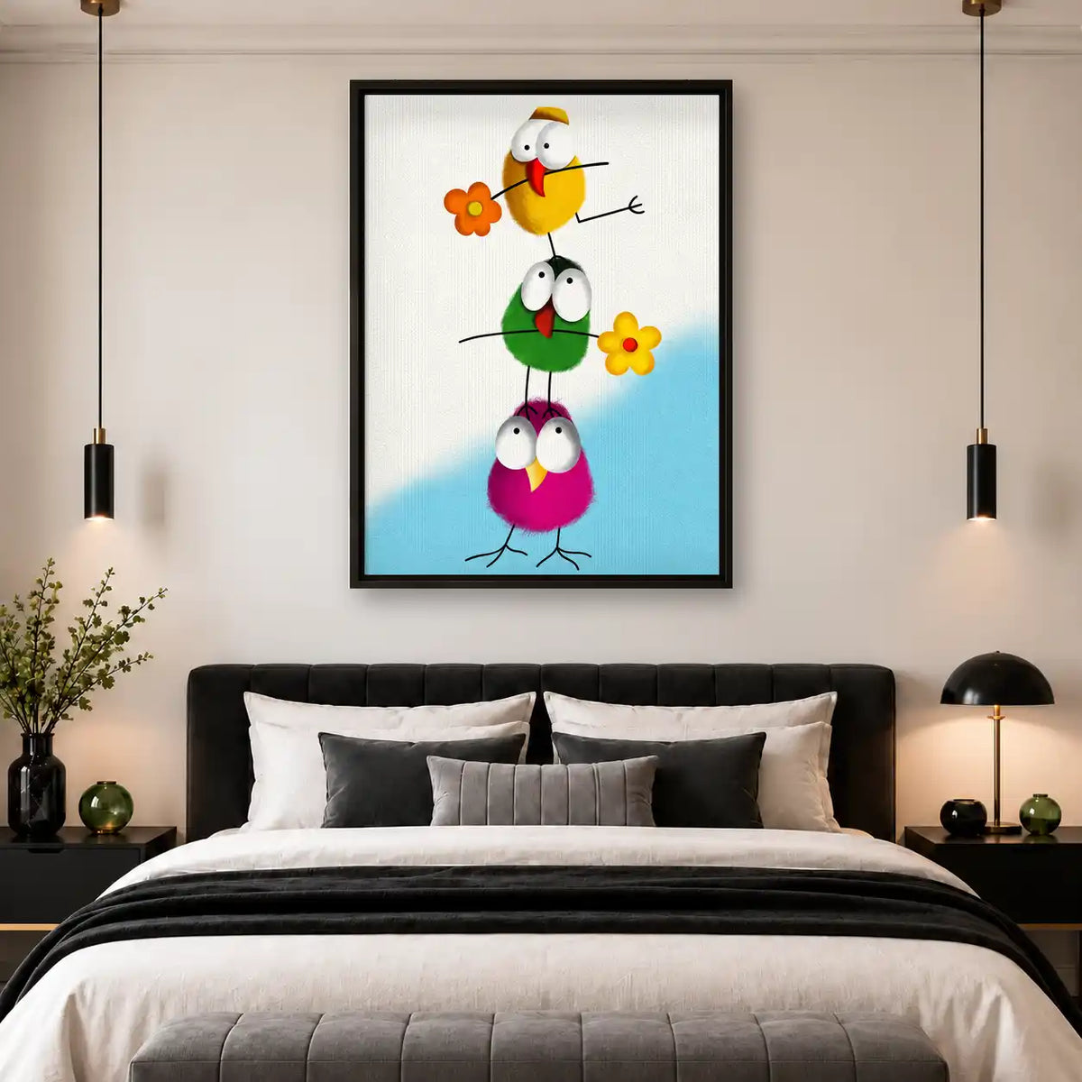 Stacked Colorful Birds Wall Art 4