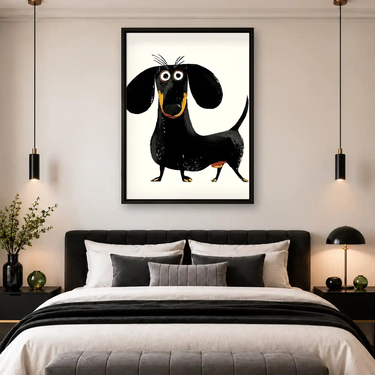 Standing Cartoon Dachshund Wall Art 4