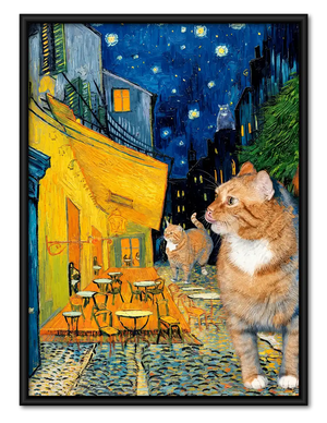Starry Night Orange Cat Wall Art