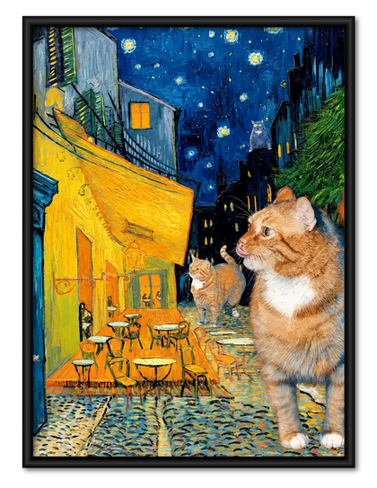 Starry Night Orange Cat Wall Art