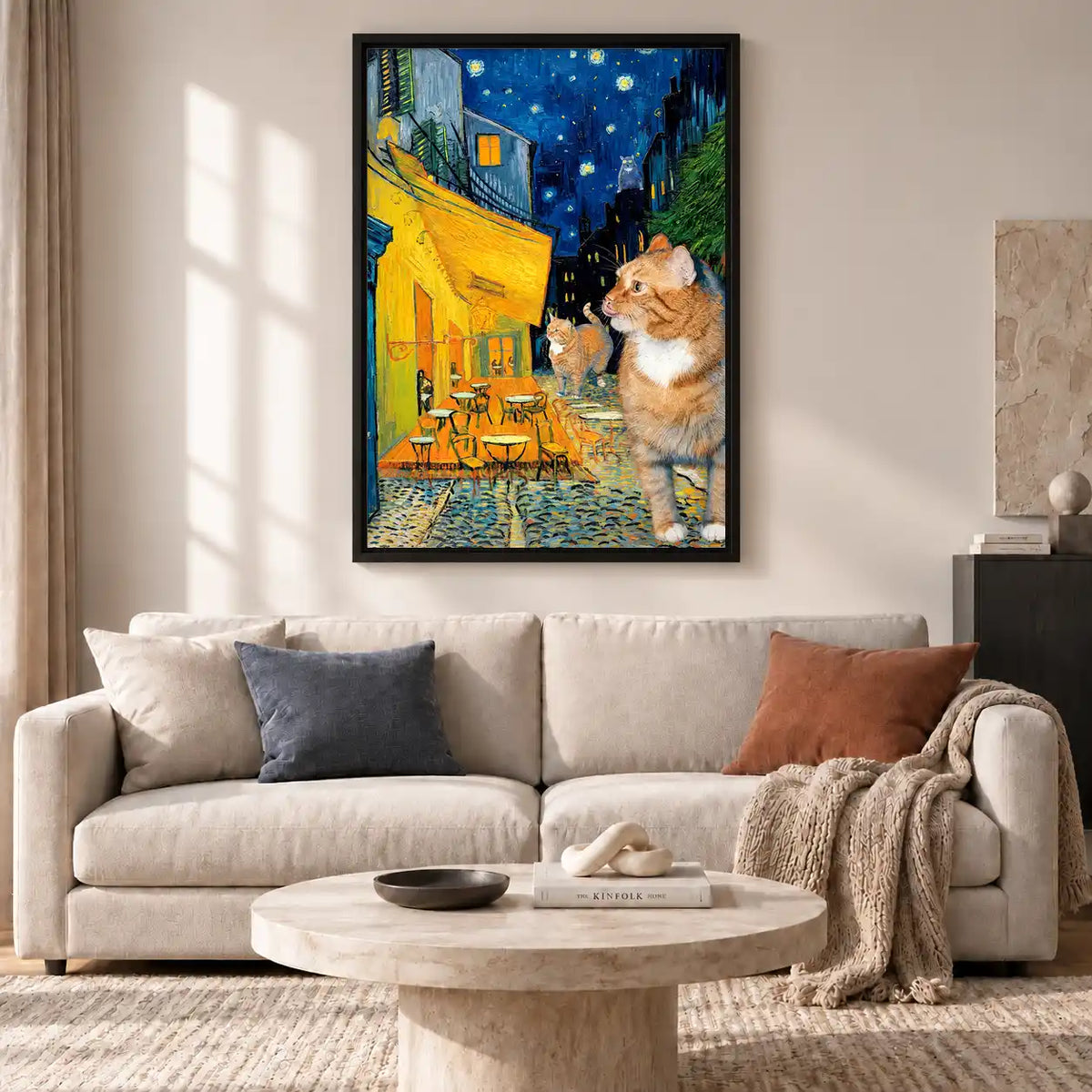 Starry Night Orange Cat Wall Art 2