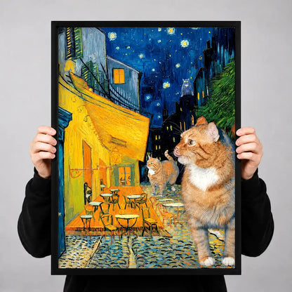 Starry Night Orange Cat Wall Art 3