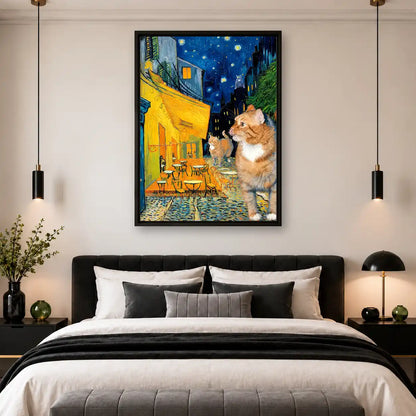 Starry Night Orange Cat Wall Art 4